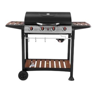 George Foreman 4 Burner Gas BBQ - Black and Wood Effect